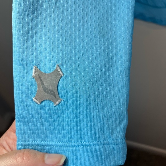 Saucony Athletic 1/4 Zip Pullover Shirt Top Blue Running Reflective Womens Small - Picture 8 of 15